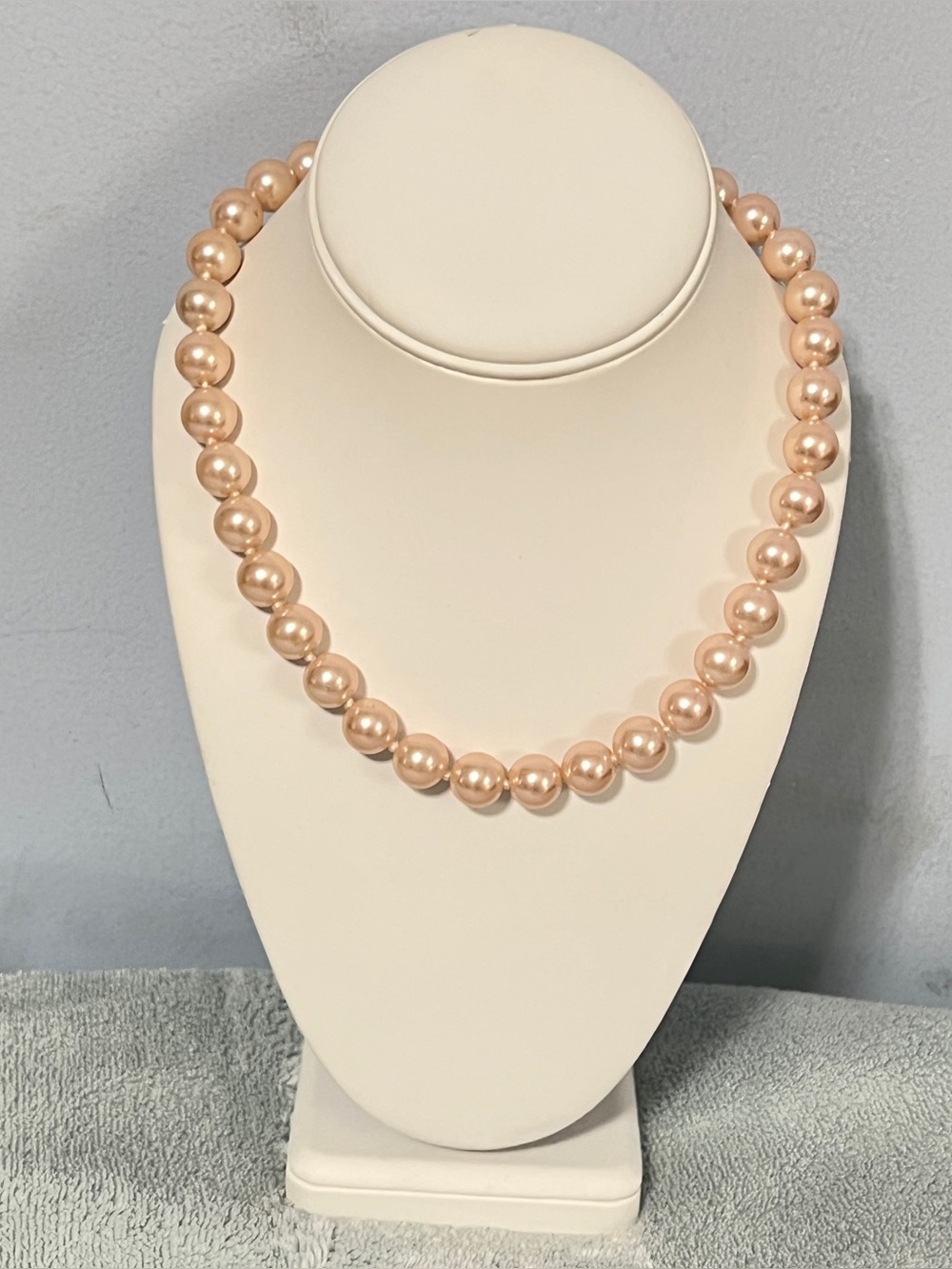 Vintage Kenneth Jay Lane Necklace Signed KJL Knotted Blush Pink Glass Pearls